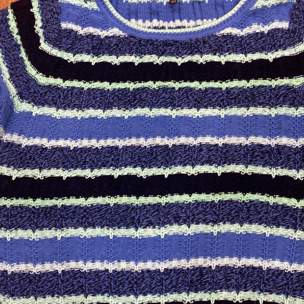 Talbots Open Knit 100% Cotton Striped Sweater Siz… - image 5
